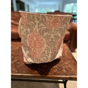 TM Designs Pink/Gray Damask Canvas Storage with Rope Handles Organization Bin